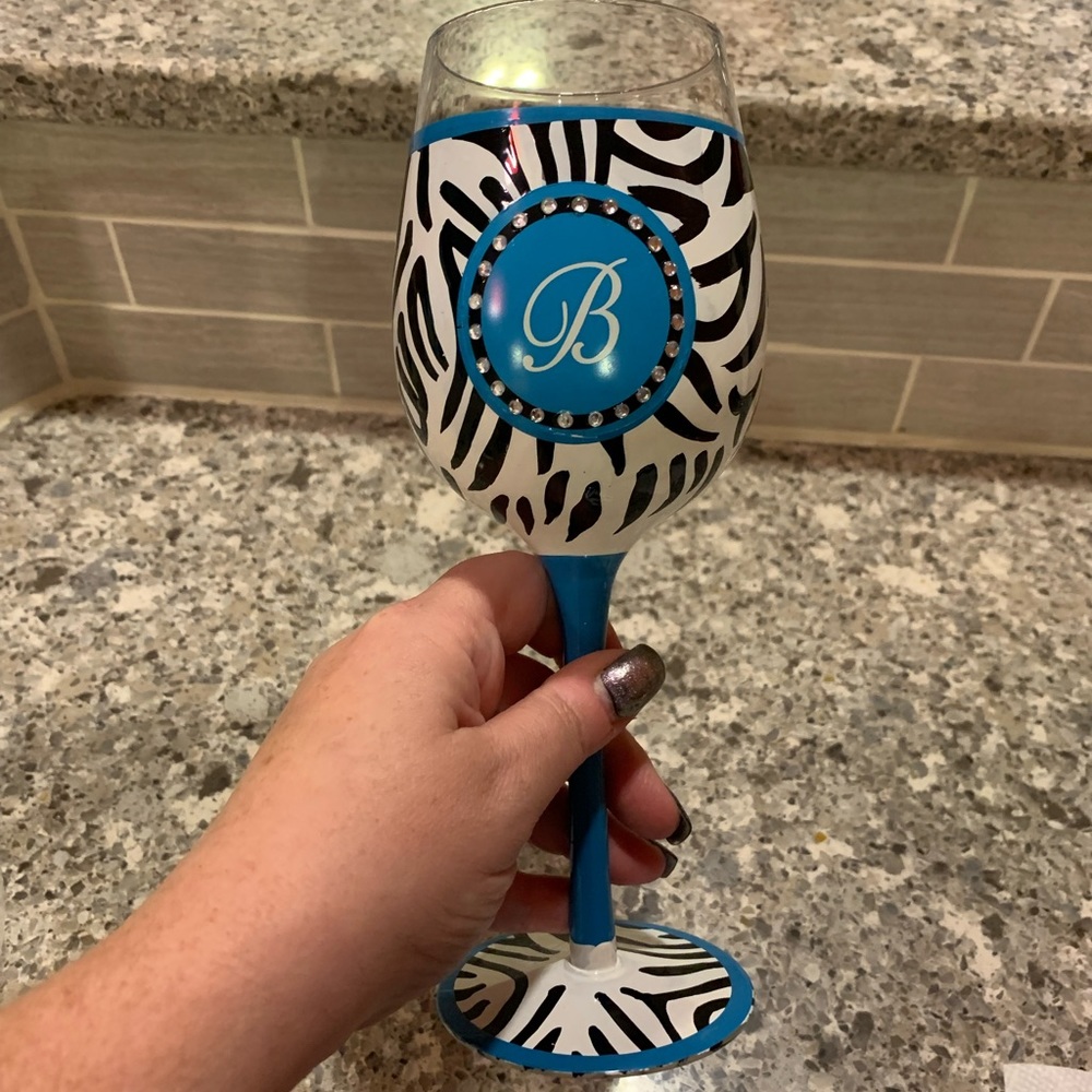 B Initial Wine Glass